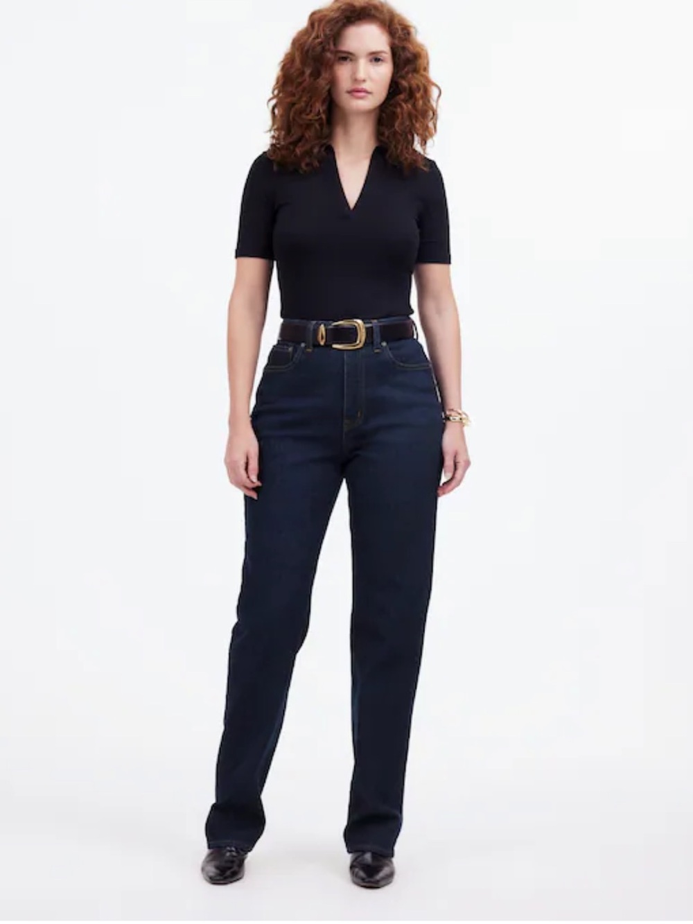 Madewell 💙🖤 Curvy 90’s Women's High-Rise Straight Leg Jeans in Dark wash NWT